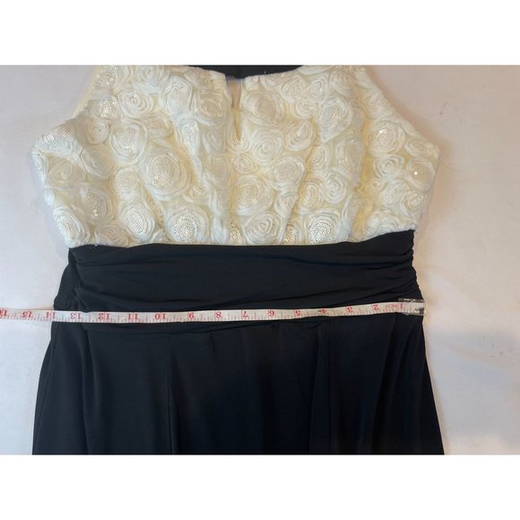 EN Focus Women Colorblock Sheath Dress Floral Sequin Back Keyhole Black White 10 - Picture 5 of 7